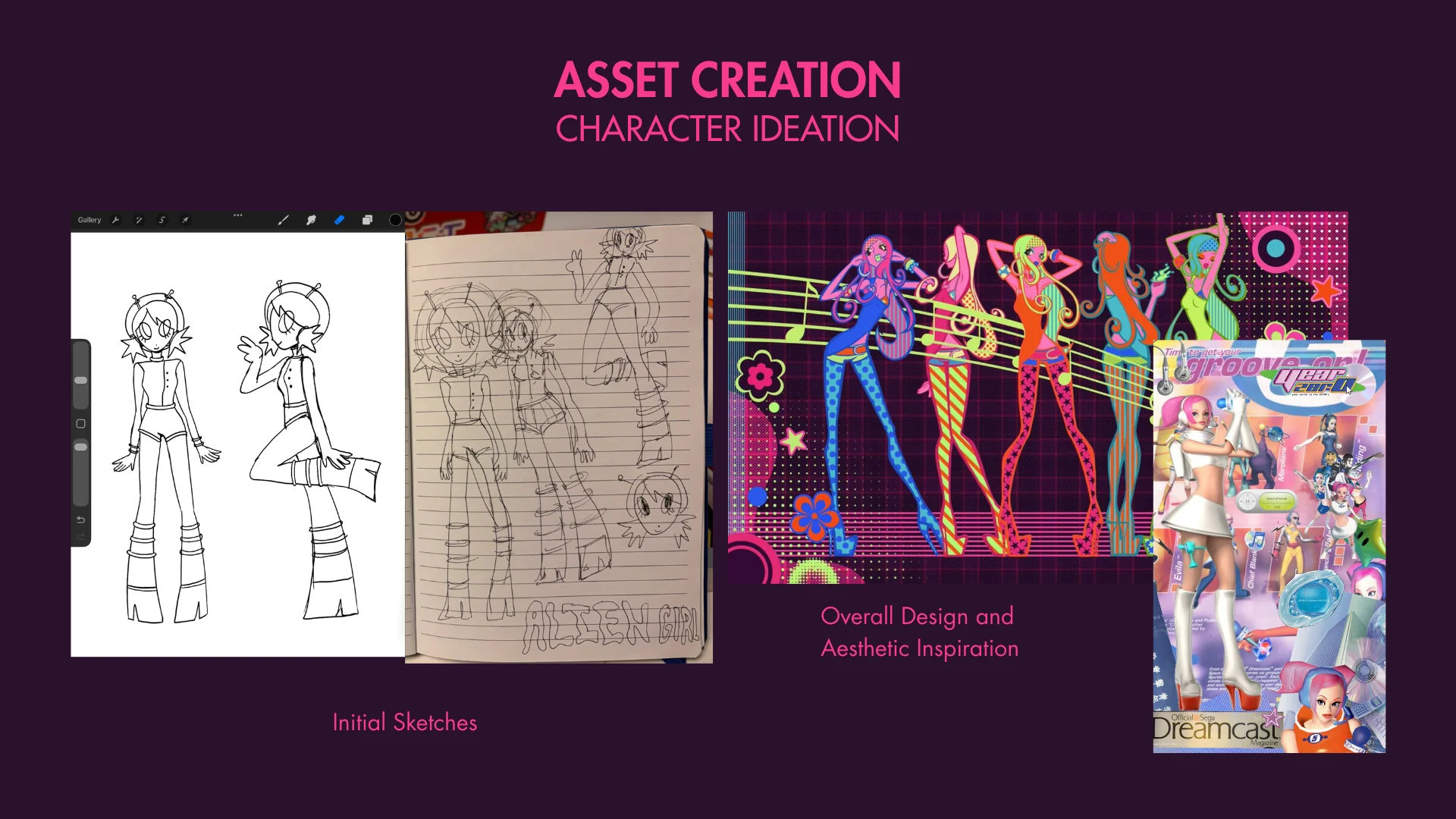 Character ideation sketches